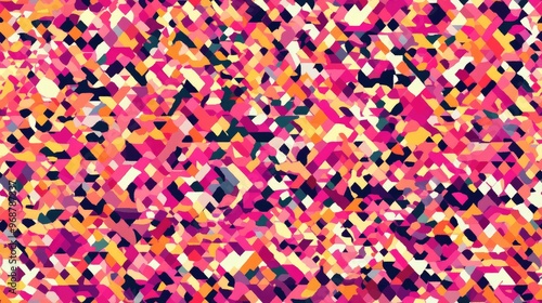Retro geometric pixel pattern with a playful and colorful kaleidoscopic design in pink Vibrant summer vintage geo dot mosaic ideal for seamless texture backgrounds