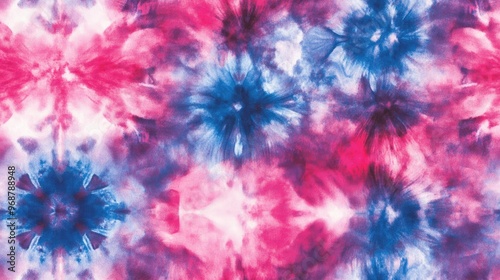 Seamless tie dye pattern featuring shibori design Hippie psychedelic texture with ethnic style and watercolor geometric print