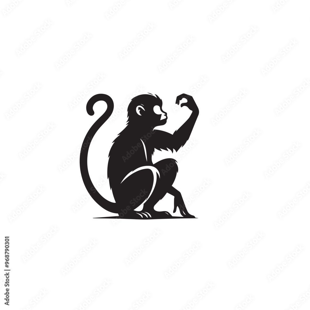 Monkey silhouette. Monkey vector design black and white. Monkey logo, icon. Monkey silhouette. Monkey vector design black and white. Monkey logo, icon.