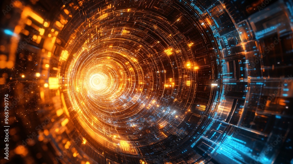 Quantum computing visual with glowing qubits and particle waves in a complex futuristic pattern symbolizing advanced technology Large space for text in center Stock photo with copy space Quantum computing visual with glowing qubits and particle waves in a complex futuristic pattern symbolizing advanced technology Large space for text in center Stock photo with copy space