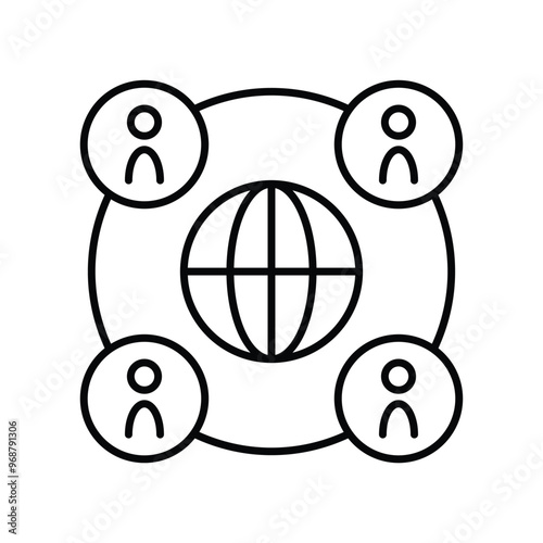 outsource line icon with white background vector stock illustration