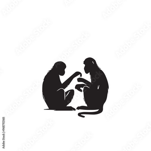 Monkey silhouette. Monkey vector design black and white. Monkey logo, icon. photo