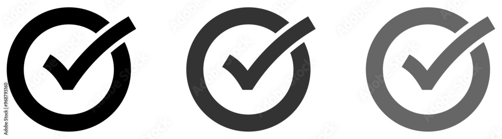 Right mark icon fill isolated on white. tick symbol. confirm symbol. done icon black set. Right mark icon fill isolated on white. tick symbol. confirm symbol. done icon black set.