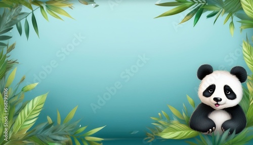 panda et bambou Carte message