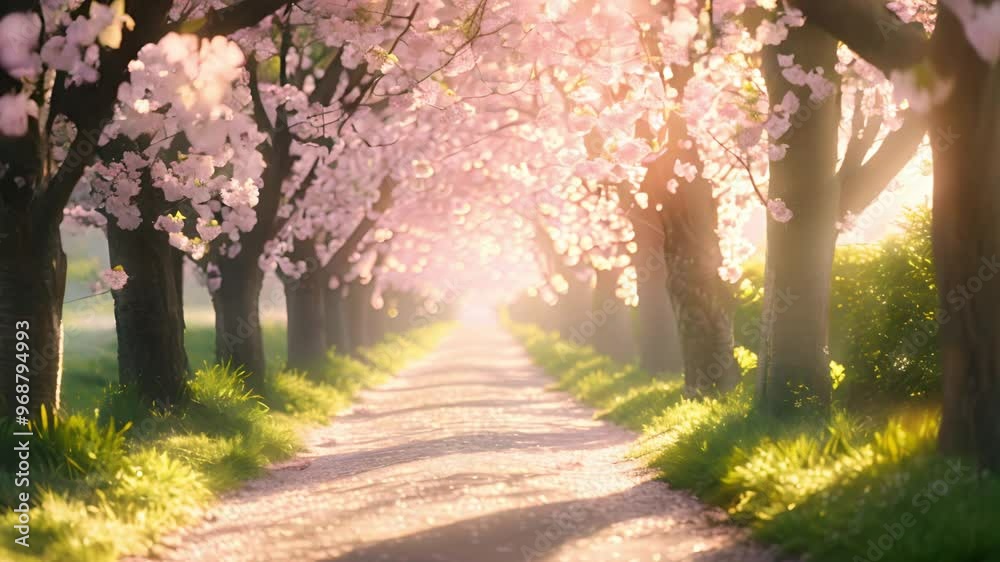 A Pathway Through A Canopy Of Cherry Blossoms A Pathway Through A Canopy Of Cherry Blossoms