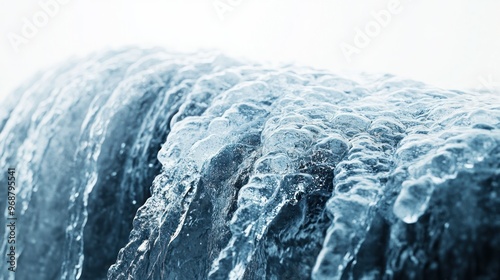 Close-up of Frozen Waterfall with Icicles and Ice Formations photo