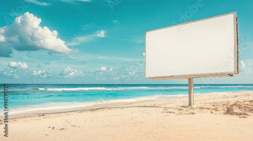 “Tropical Slate: White Billboard by the Ocean Breeze”