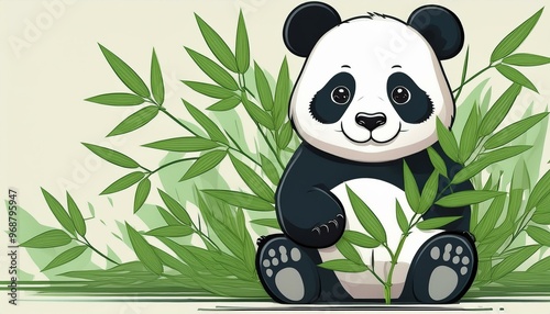 panda with bamboo