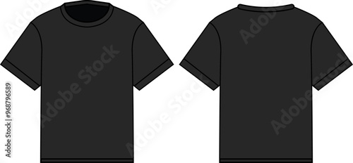 Black T-shirt Outline Mock Up