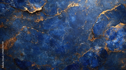 Blue marble background showing luxurious gold veins forming abstract pattern