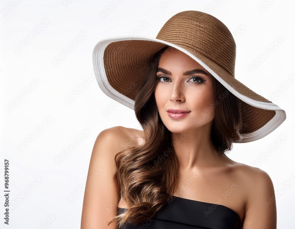 Beautiful Woman with Hat Isolated on White Background Beautiful Woman with Hat Isolated on White Background