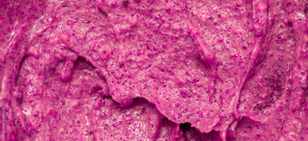 Fototapeta premium Berry yoghurt ice cream. Smoothies from fresh fruits and berries. Ice cream texture. Delicious sweet dessert close-up as a background.