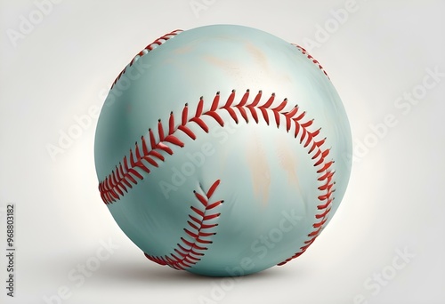 A baseball with red stitching and white stripes and with backgrounds