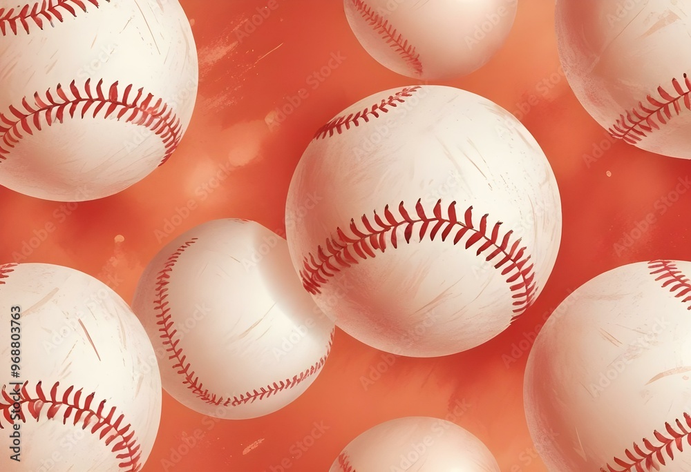 A baseball with red stitching and white stripes and with backgrounds A baseball with red stitching and white stripes and with backgrounds