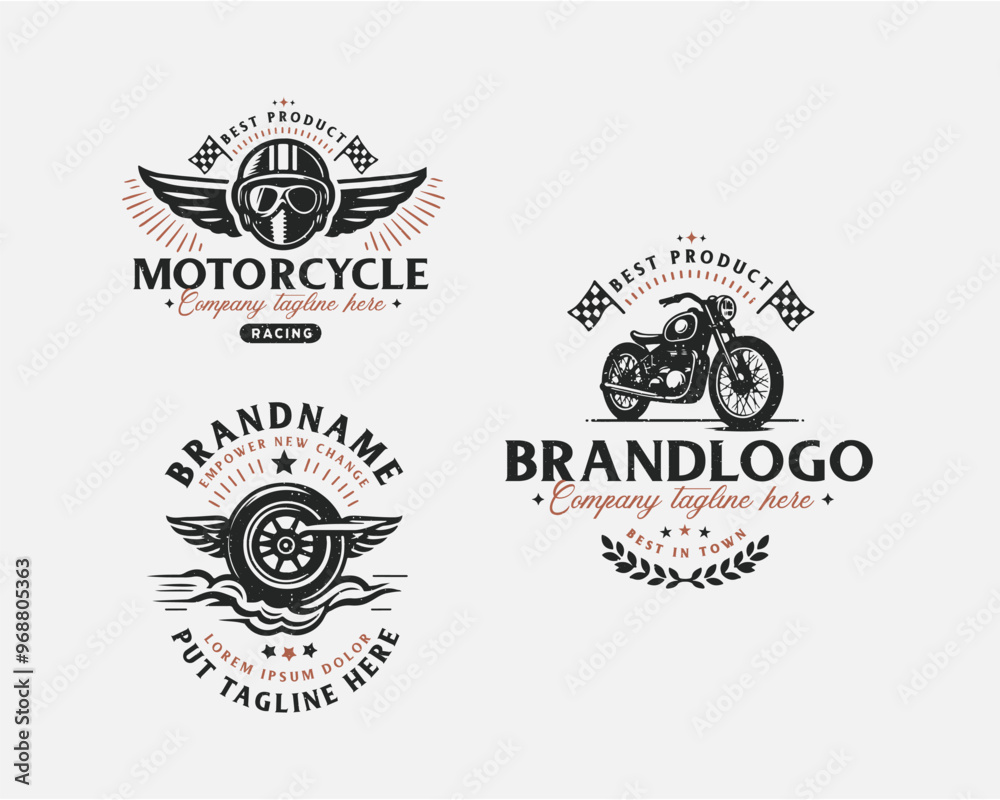 Fototapeta premium Set bundle classic racing competition motorcycle logo design for business company