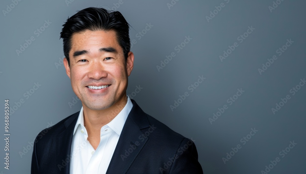 Confident asian business man investor, rich ethnic ceo, corporate executive, professional lawyer banker, male office employee standing isolated on gray background, wearing business attire. Confident asian business man investor, rich ethnic ceo, corporate executive, professional lawyer banker, male office employee standing isolated on gray background, wearing business attire.