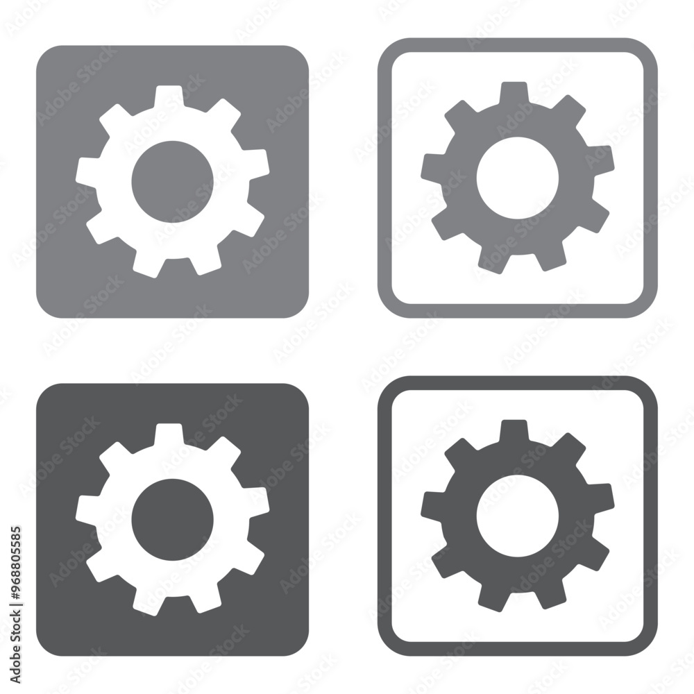 Gear setting icon set. Cog wheel icon. Gear wheel icon. Gear setting icon collection Gear setting icon set. Cog wheel icon. Gear wheel icon. Gear setting icon collection