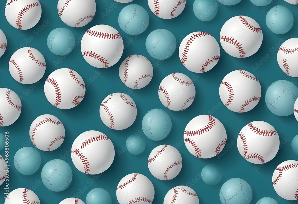 A baseball with red stitching and white stripes and with backgrounds A baseball with red stitching and white stripes and with backgrounds