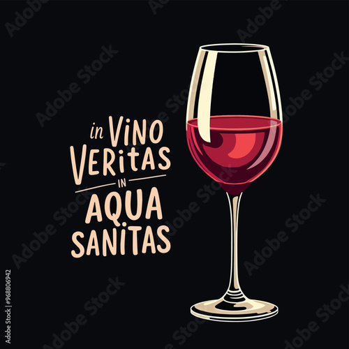 Funny Vector Tshirt Streetwear design a Glass of Wine. In Vino Veritas
