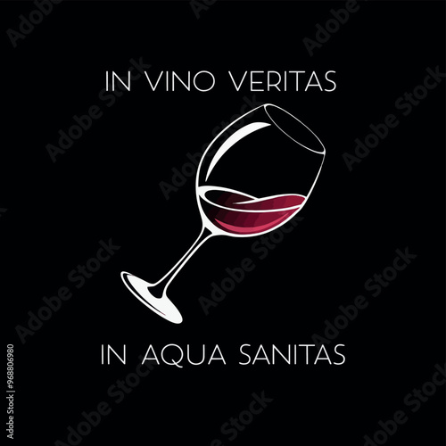 Funny Vector Tshirt Streetwear design a Glass of Wine. In Vino Veritas
