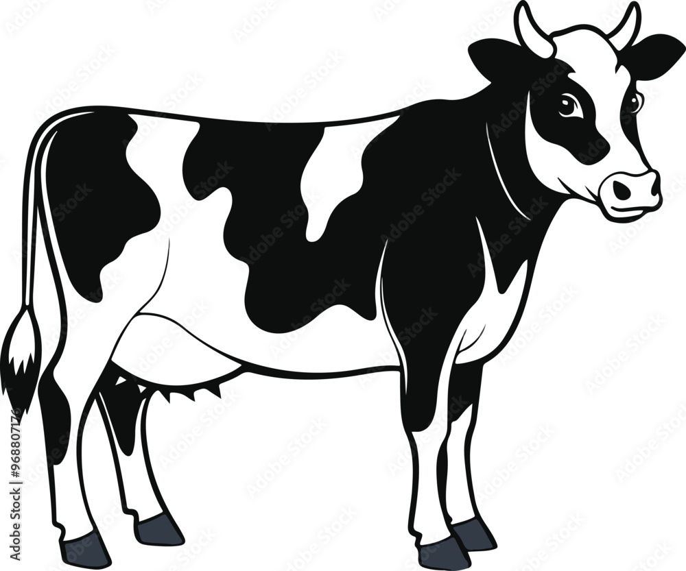 Black and white cow side view isolated vector image Black and white cow side view isolated vector image