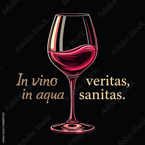 Funny Vector Tshirt Streetwear design a Glass of Wine. In Vino Veritas
