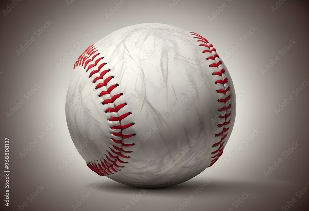 A baseball with red stitching and white stripes and with backgrounds