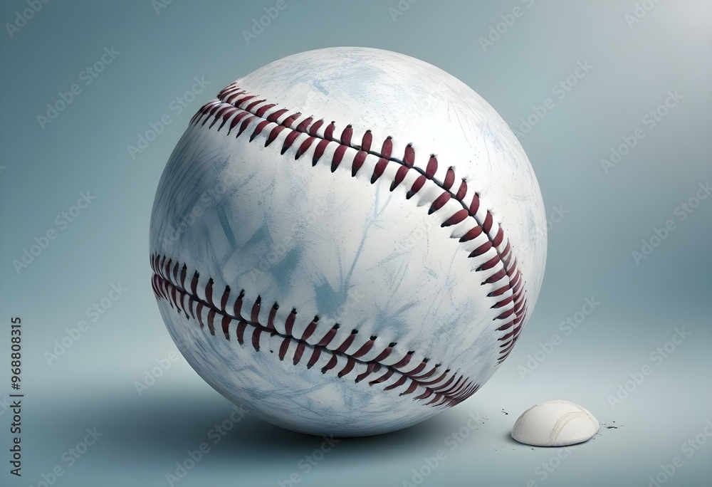 A baseball with red stitching and white stripes and with backgrounds A baseball with red stitching and white stripes and with backgrounds
