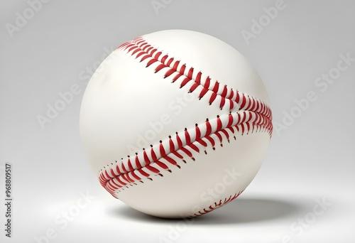 A baseball with red stitching and white stripes and with backgrounds