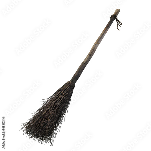 Floating witch's broomstick in side view