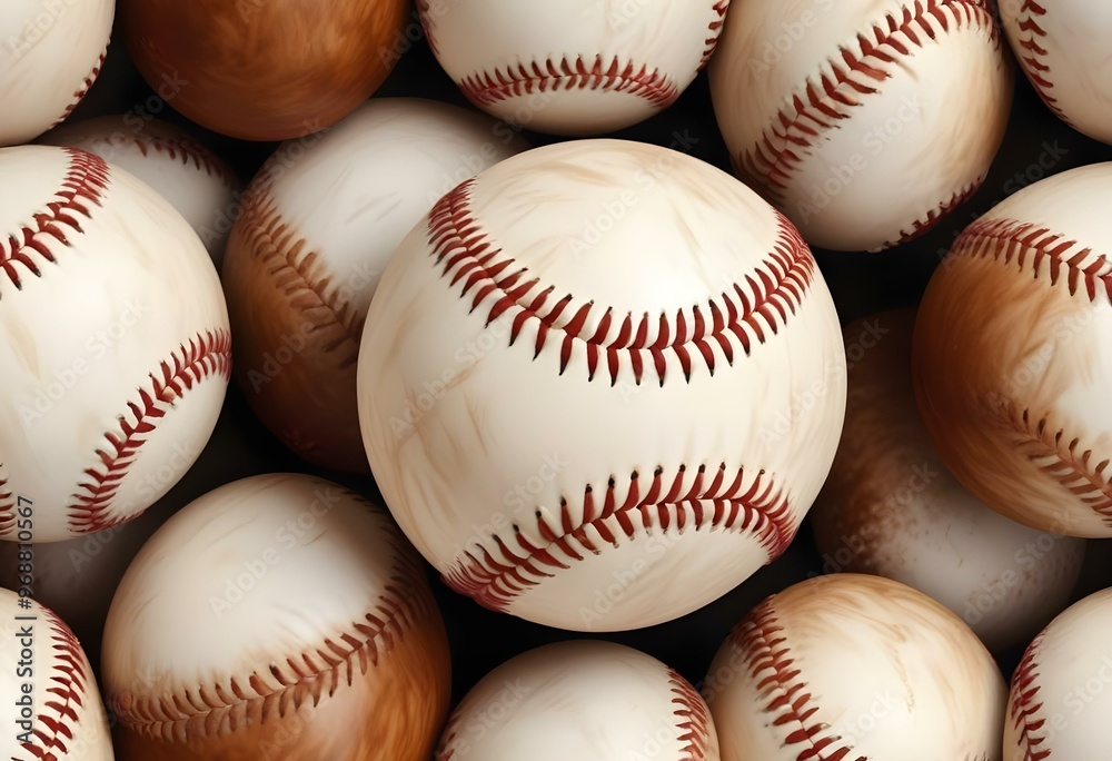 A baseball with red stitching and white stripes and with backgrounds A baseball with red stitching and white stripes and with backgrounds