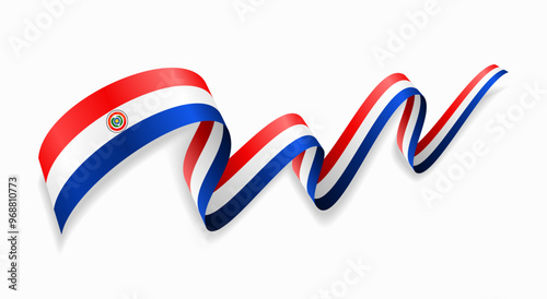 Paraguayan flag wavy abstract background. Vector illustration.