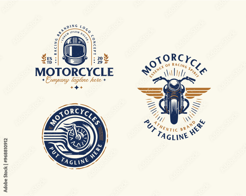 Fototapeta premium Set bundle classic racing competition motorcycle logo design for business company