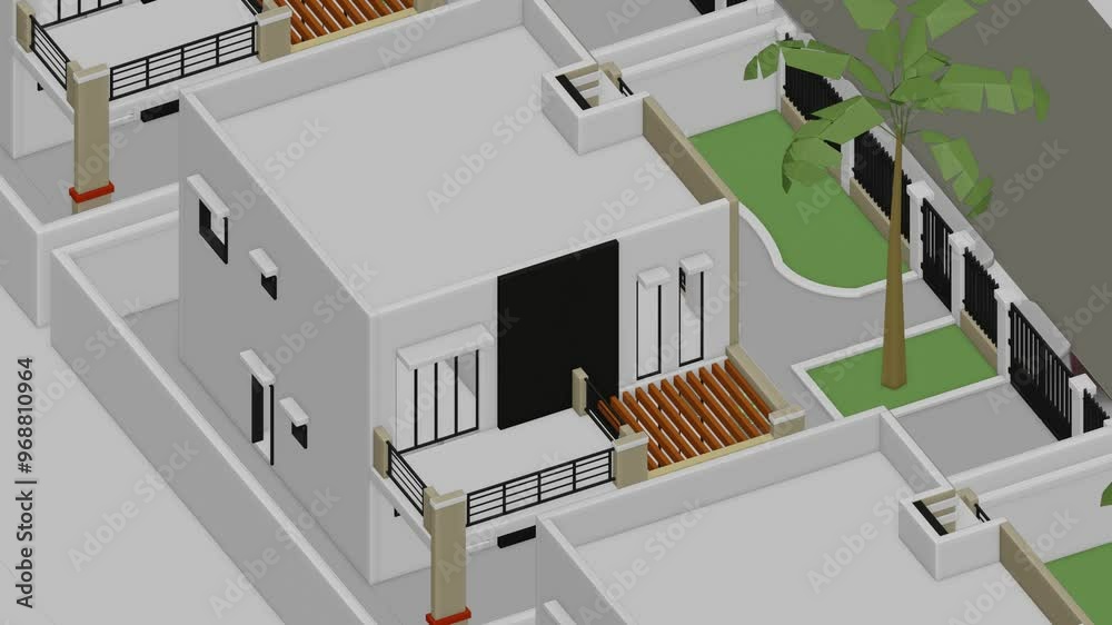 Generic Arab Flat roof Villa Complex, Seamless Looped Rotating animation, Arab Style Villa Generic Arab Flat roof Villa Complex, Seamless Looped Rotating animation, Arab Style Villa
