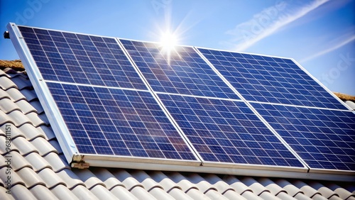 solar panel on a roof close up