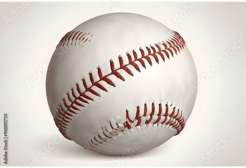 A baseball with red stitching and white stripes and with backgrounds