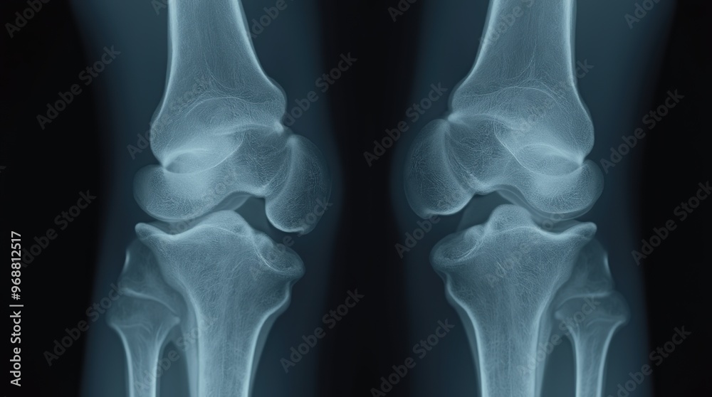 Detailed X-ray of bones showing early signs of osteopenia Detailed X-ray of bones showing early signs of osteopenia