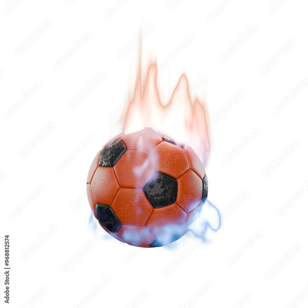 Fototapeta premium soccer football with trailing flames and lightning, transparent background