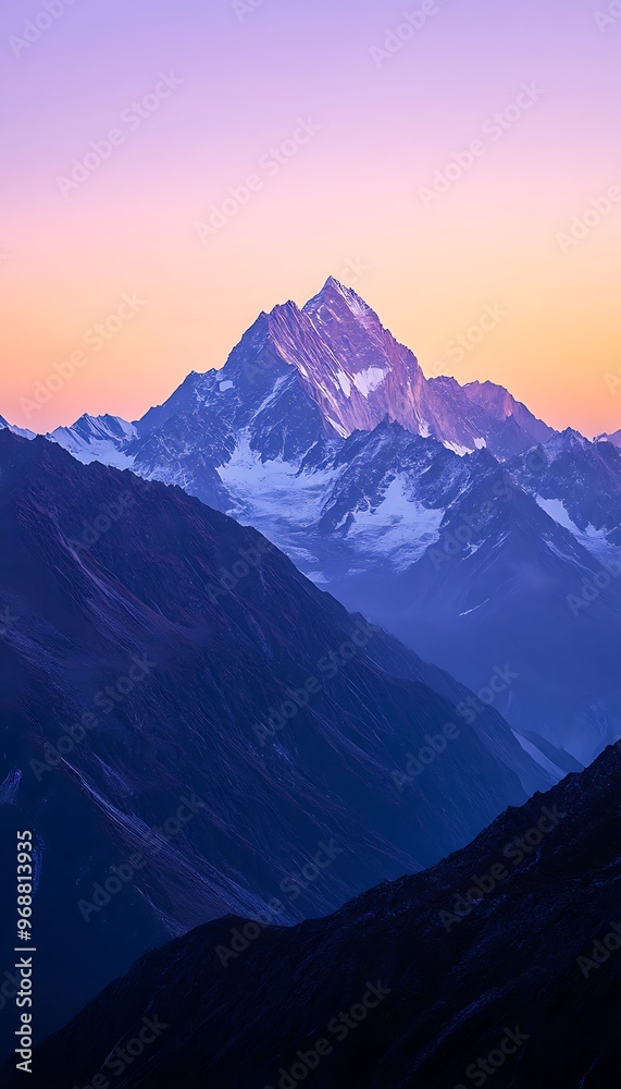 Majestic Mountain Peaks at Dusk, Dramatic Landscape Photography with Vibrant Colors Majestic Mountain Peaks at Dusk, Dramatic Landscape Photography with Vibrant Colors