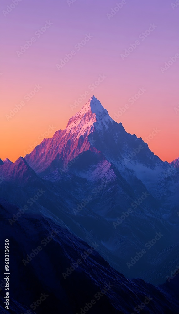 Majestic Mountain Peak at Sunset with a Vibrant Pink and Purple Sky Majestic Mountain Peak at Sunset with a Vibrant Pink and Purple Sky