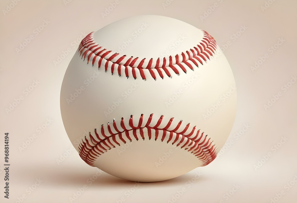 A baseball with red stitching and white stripes and with backgrounds