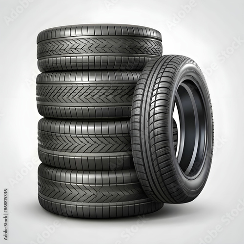 a stack of car tires isolated on transparent background