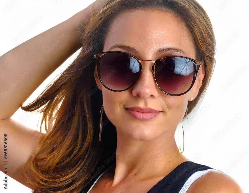 Beautiful Woman with Sunglasses Isolated on White Background Beautiful Woman with Sunglasses Isolated on White Background