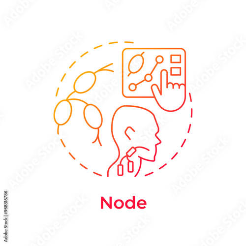 Node red gradient concept icon. TNM system. Swollen lymph nodes. Immune system organ. Cancer screening. Round shape line illustration. Abstract idea. Graphic design. Easy to use in article photo