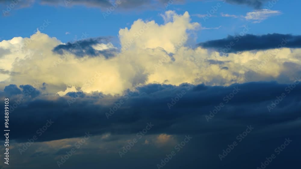 Sviluppo di corpi nuvolosi nel cielo con movimento orizzontale Sviluppo di corpi nuvolosi nel cielo con movimento orizzontale