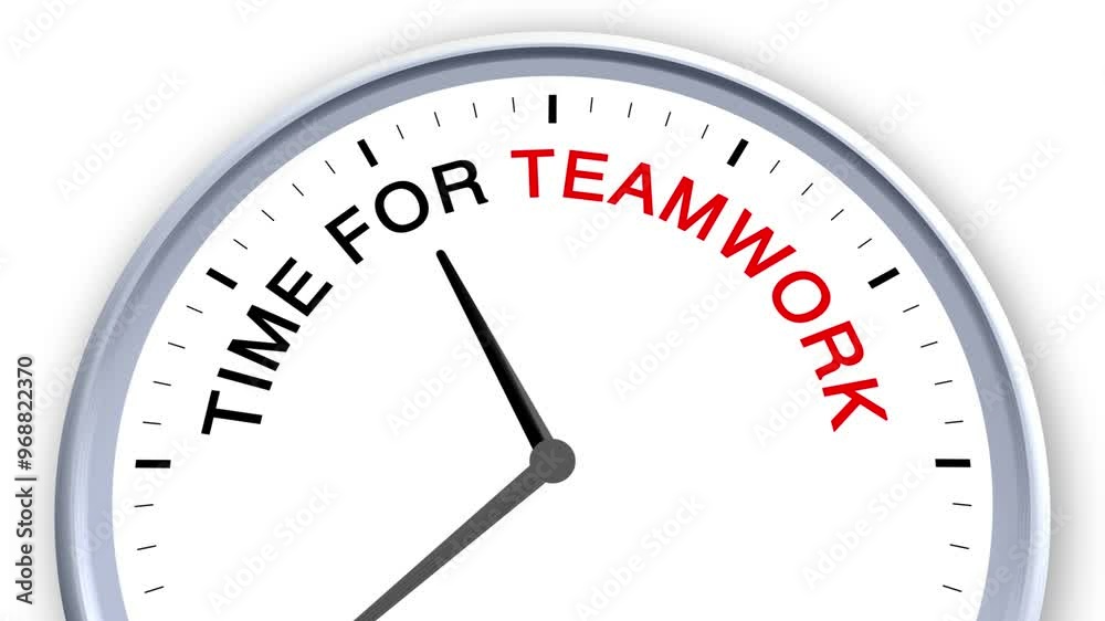 Time for Teamwork Word or Text on Clock Moving Fast for Time Concept on White Background and Green Screen Time for Teamwork Word or Text on Clock Moving Fast for Time Concept on White Background and Green Screen