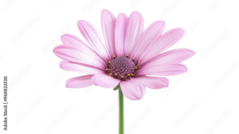 A delicate pink flower with elongated petals and a central cluster of tiny yellow stamens. A delicate pink flower with elongated petals and a central cluster of tiny yellow stamens.