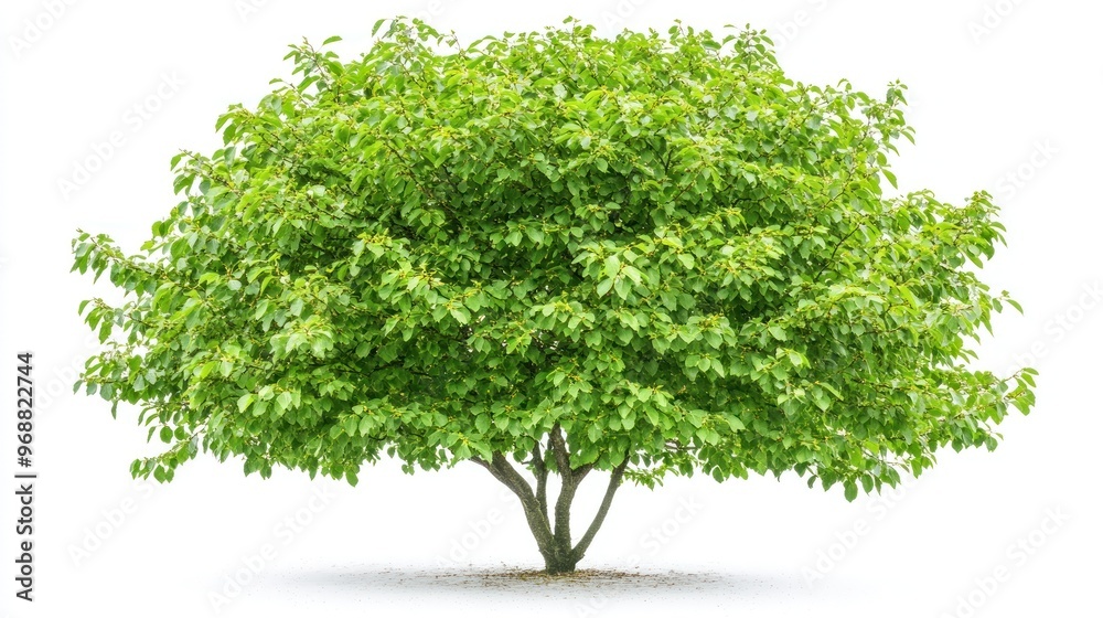 Naklejka premium A lush green tree with a rounded canopy, symbolizing nature and growth.