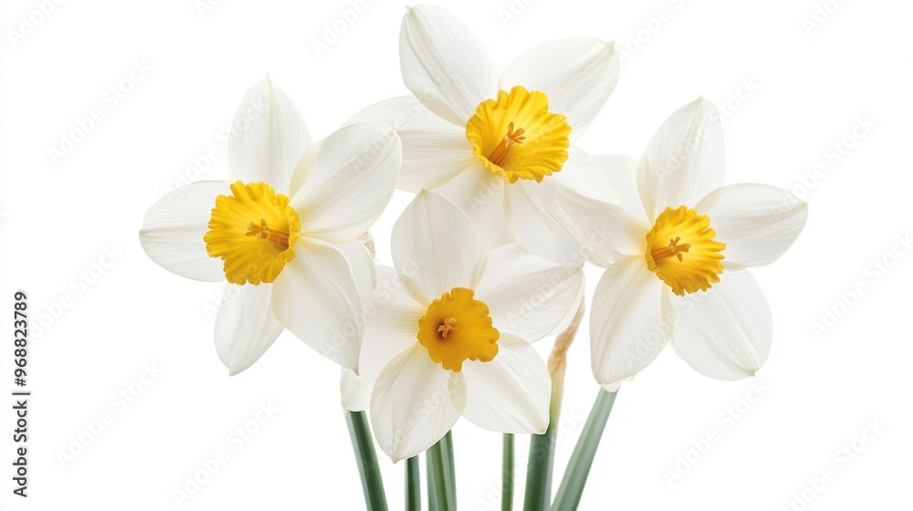 A bouquet of white daffodils with yellow centers, symbolizing spring and renewal. A bouquet of white daffodils with yellow centers, symbolizing spring and renewal.