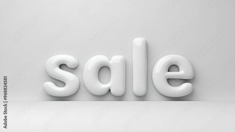 Sleek 3D SALE letters in white on gray background